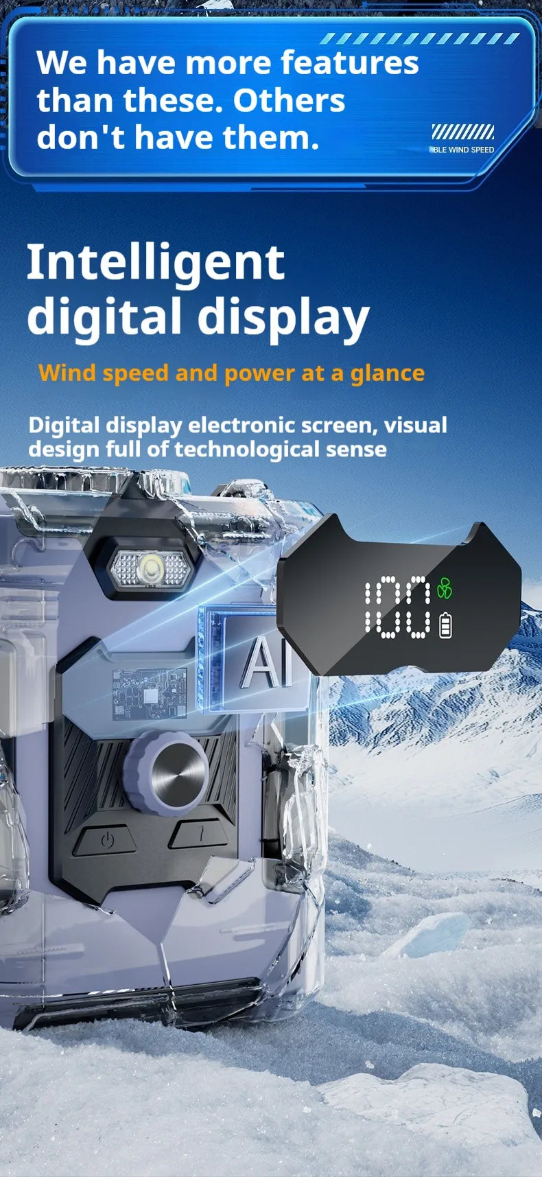 Ventilateur de ceinture haute vitesse pour les sports de plein air et le camping - Rechargeable par USB avec fonction de batterie externe, 8000mAh