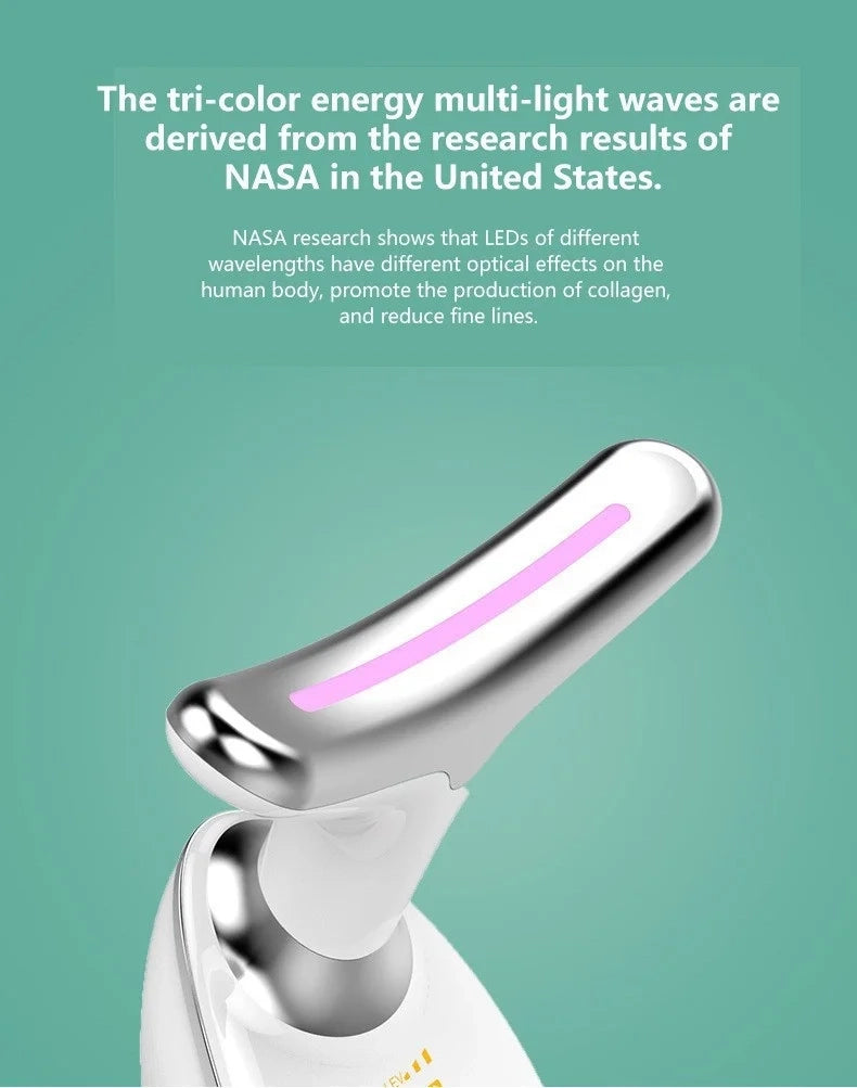 Masseur cou et visage Amélioration de la luminothérapie LED sept couleurs Vibration Beauté faciale Dispositif anti-rides et raffermissant pour la peau