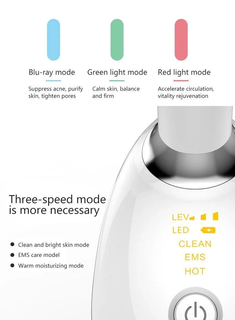 Masseur cou et visage Amélioration de la luminothérapie LED sept couleurs Vibration Beauté faciale Dispositif anti-rides et raffermissant pour la peau