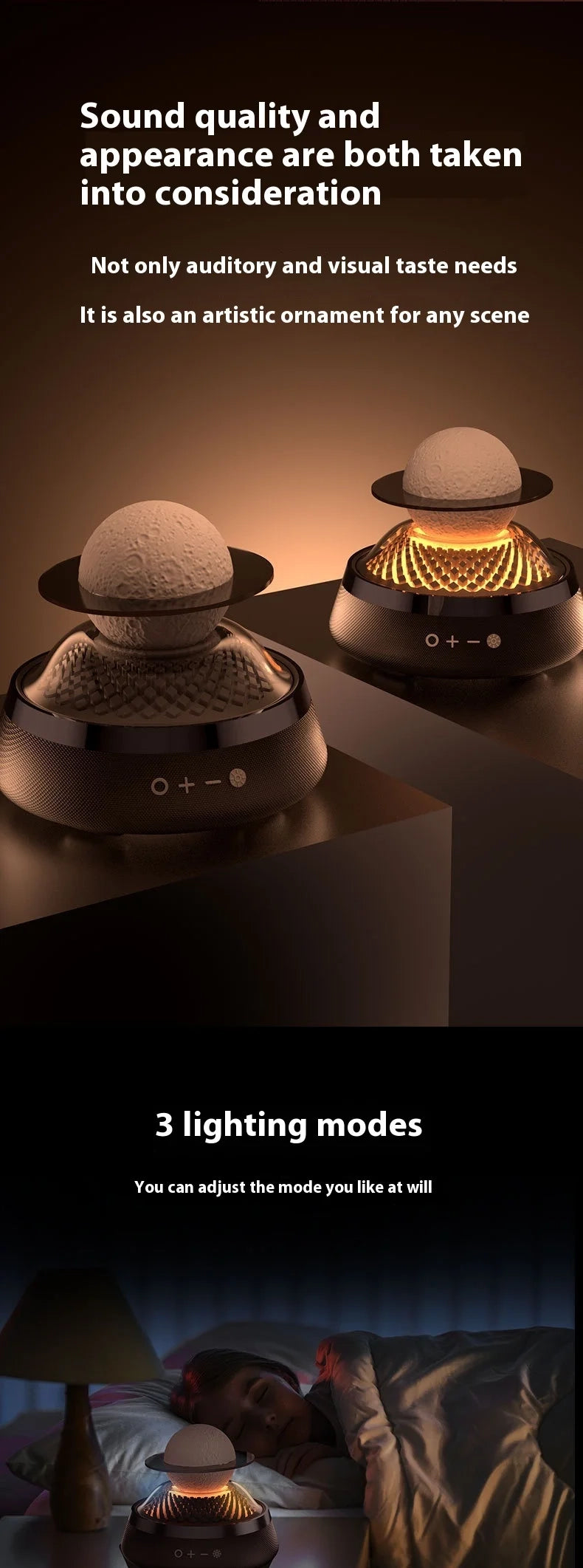 Lampe de nuit d'aromathérapie avec son Bluetooth 3-en-1 USB pour chambre à coucher, chevet, ambiance audio