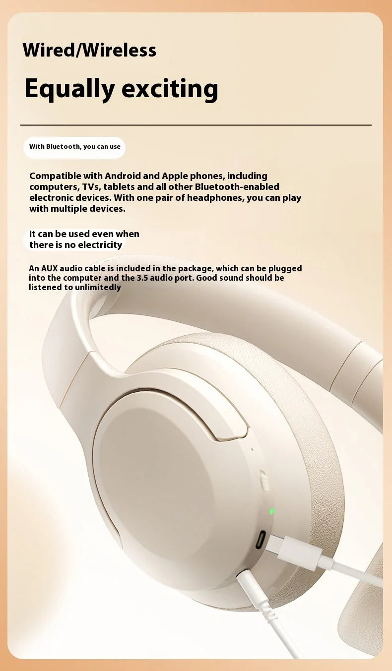 Wireless Bluetooth headset does not enter the ear, noise cancellation, ultra-long battery life, large power headse