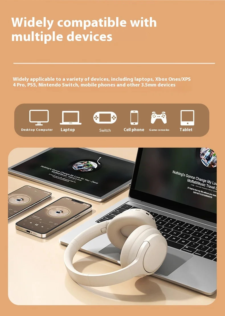 Wireless Bluetooth headset does not enter the ear, noise cancellation, ultra-long battery life, large power headse