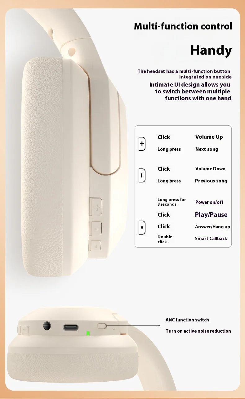 Wireless Bluetooth headset does not enter the ear, noise cancellation, ultra-long battery life, large power headse