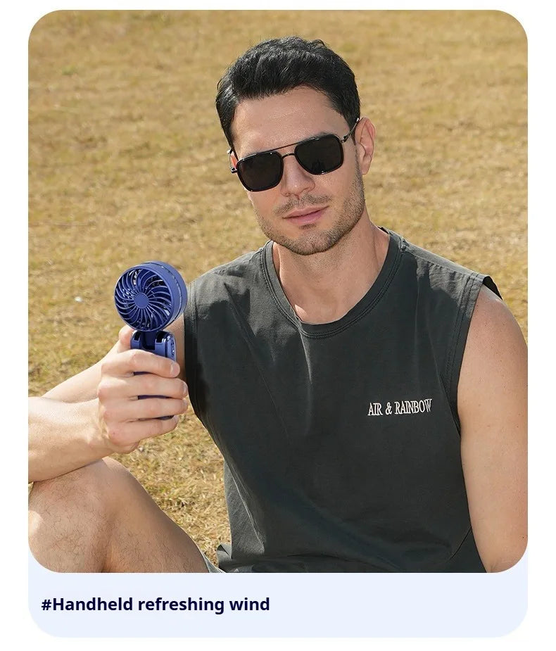 CryoFlow High-Speed Cooling Fan (With Built-in Metal Cooling Plate Instant Skin-Contact Icy Sensation）ErgoFlow Pro Handheld Fan