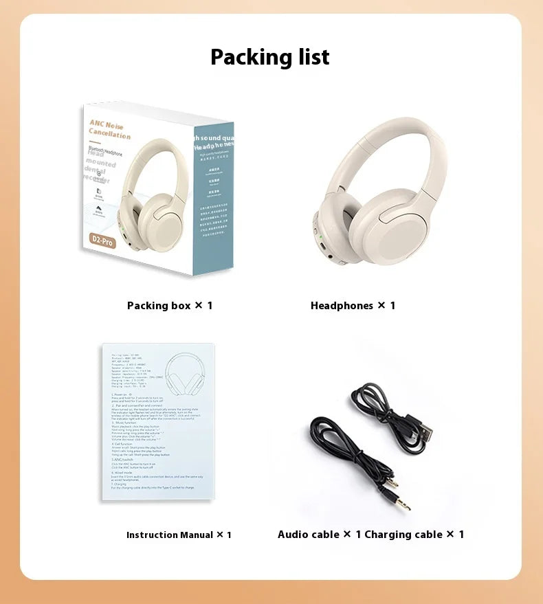 Wireless Bluetooth headset does not enter the ear, noise cancellation, ultra-long battery life, large power headse