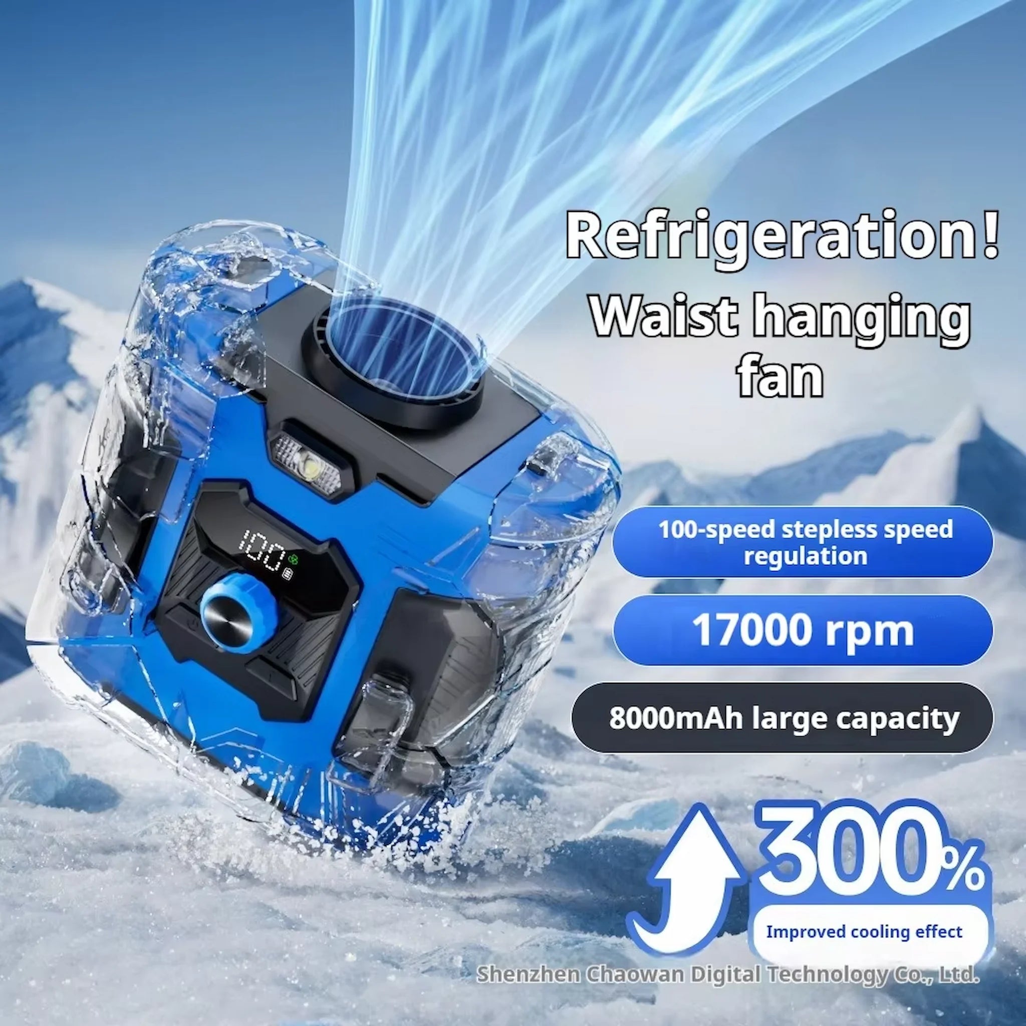 High-Speed Waist-Mounted Fan for Outdoor Sports & Camping - USB-Rechargeable with Power Bank Function, 8000Amh