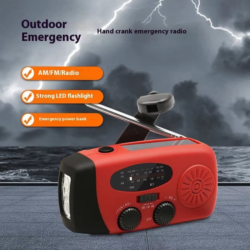 Radio multifonction d'urgence, manivelle de dynamo, radio solaire, pour l'extérieur, chargement d'urgence, lampe de poche