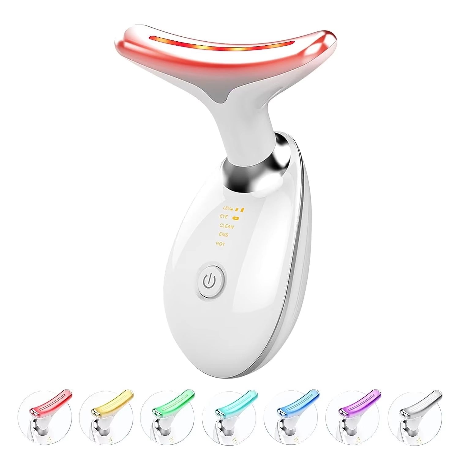 Neck and Facial Massager Enhance  Seven Colors LED Photon Therapy Vibration Facial Beauty Anti-Wrinkle Skin Tightening Device