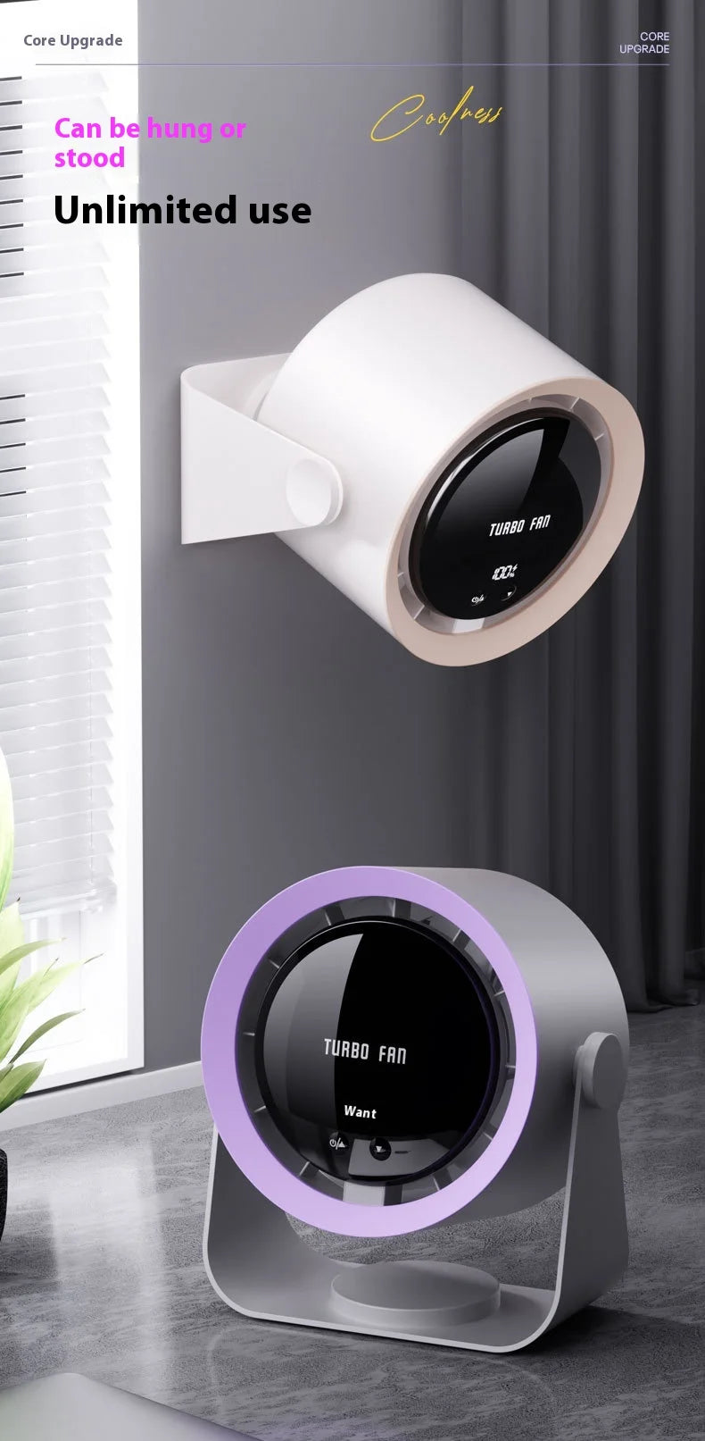 Ventilateur de bureau transfrontalier, affichage numérique USB, 100 vitesses, petit ventilateur turbo haute vitesse, petit ventilateur électrique mural/de bureau