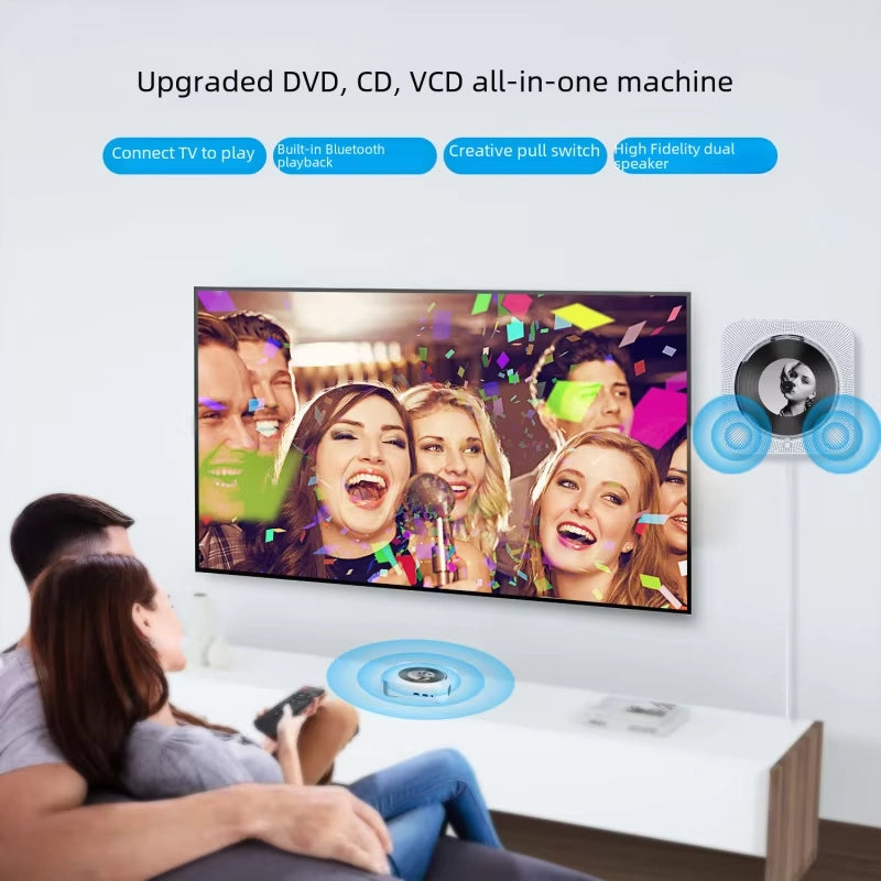 HD DVD All-in-One CD Player MP3 Home Rechargeable Portable Small Bluetooth Speaker Connect to TV