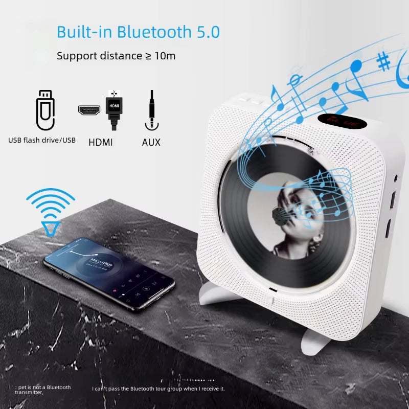 HD DVD All-in-One CD Player MP3 Home Rechargeable Portable Small Bluetooth Speaker Connect to TV