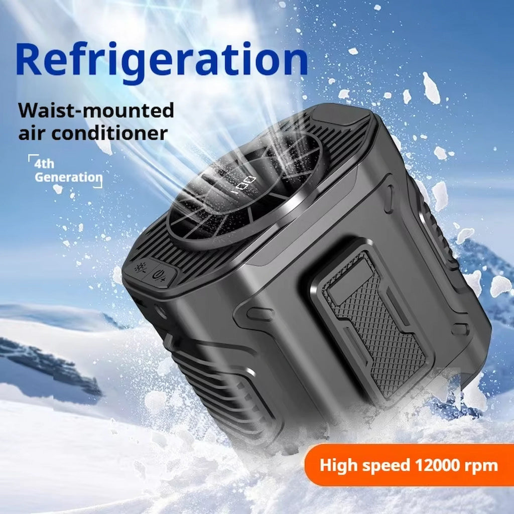 Ventilateur de ceinture portable, ventilateur de 8000 mAh rechargeable par USB, 3 vitesses, ventilateur de cou suspendu avec batterie externe et lumière LED, ventilateur pour le camping en extérieur