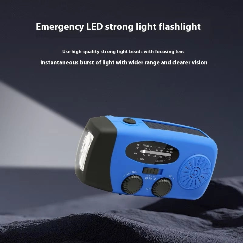 Multifunctional emergency radio hand crank power generation solar radio outdoor emergency charging flashlight