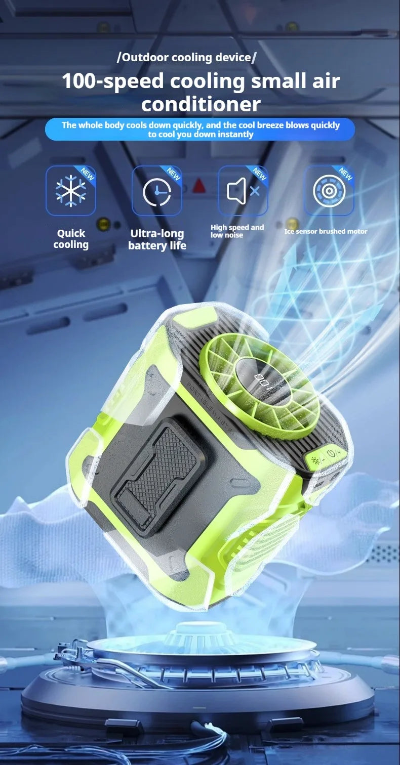 Waist Clip Fan Portable Fan 8000mAh USB Rechargeable Fan 3 Speeds Hanging Neck Fan with Power Bank LED Light Outdoor Camping Fan