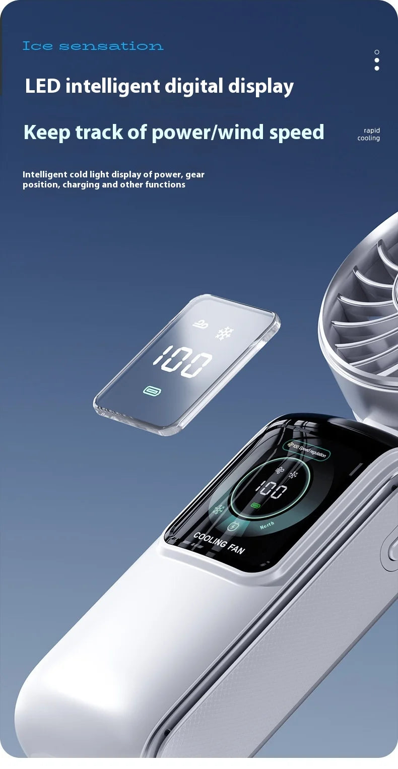 Ventilateur de refroidissement haute vitesse CryoFlow (avec plaque de refroidissement métallique intégrée pour une sensation glaciale instantanée au contact de la peau) Ventilateur portable ErgoFlow Pro