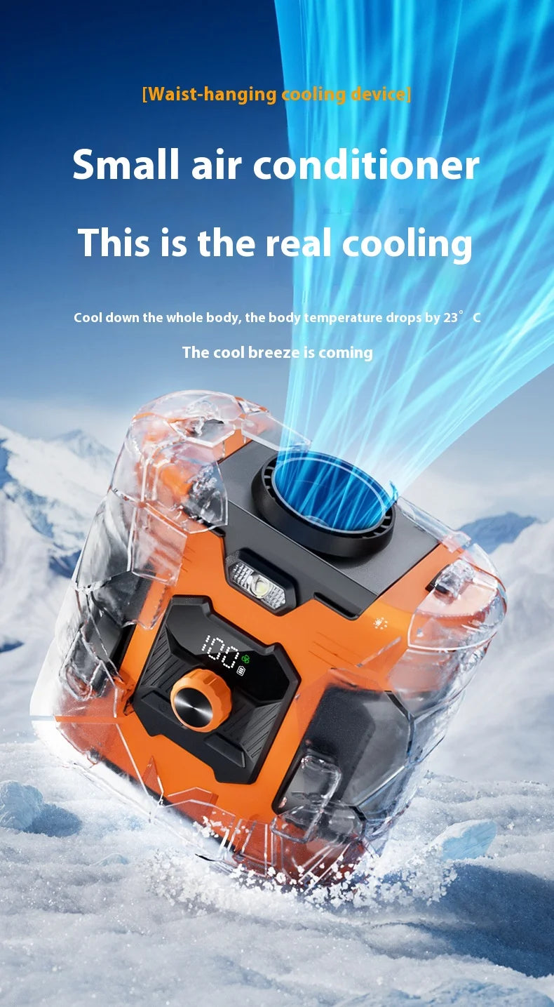 Ventilateur de ceinture haute vitesse pour les sports de plein air et le camping - Rechargeable par USB avec fonction de batterie externe, 8000mAh