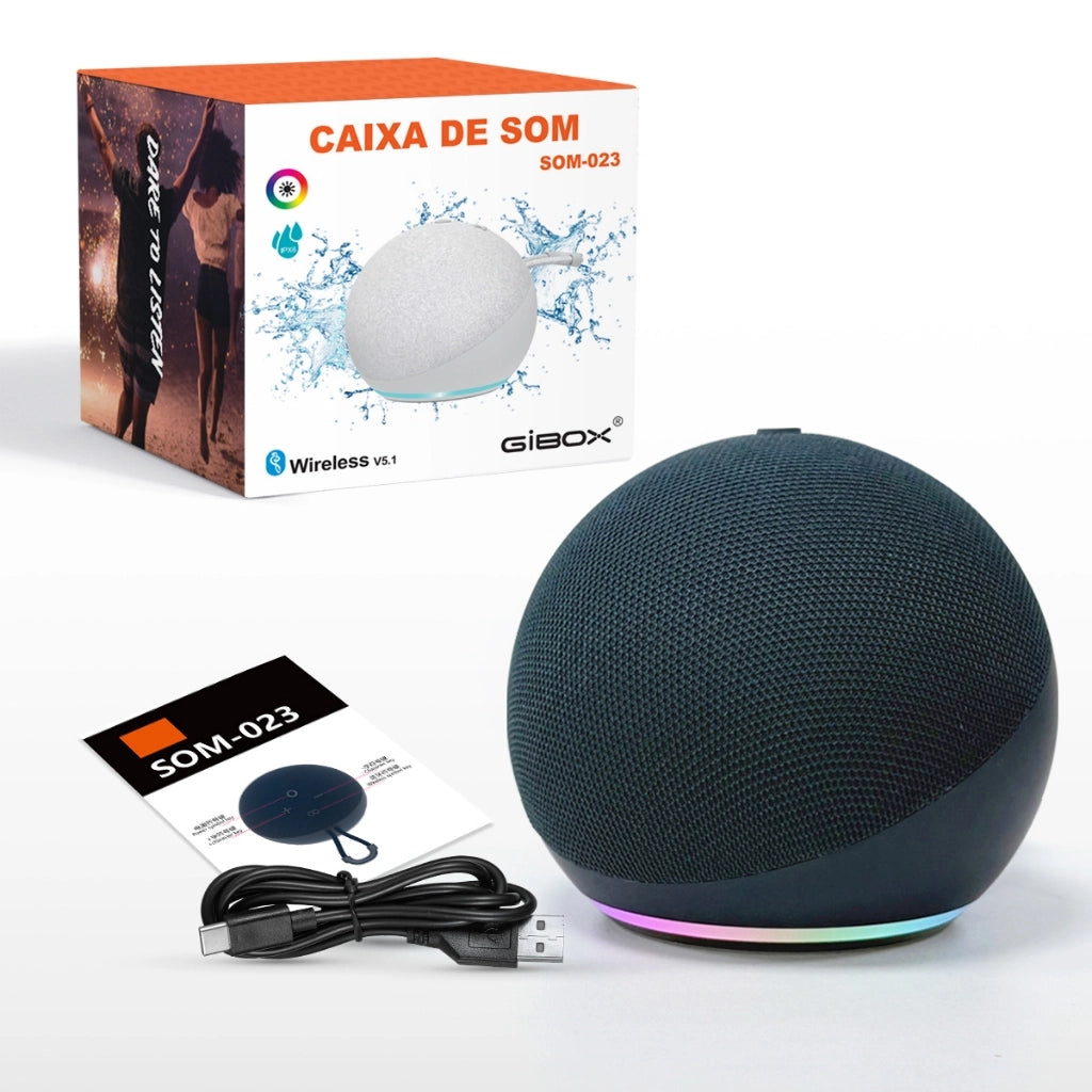 Portable Bluetooth Speaker with RGB LightsBass Sound IPX6 Waterproof Supports TWS PairingFM RadioTF Card / USB Drive Playback