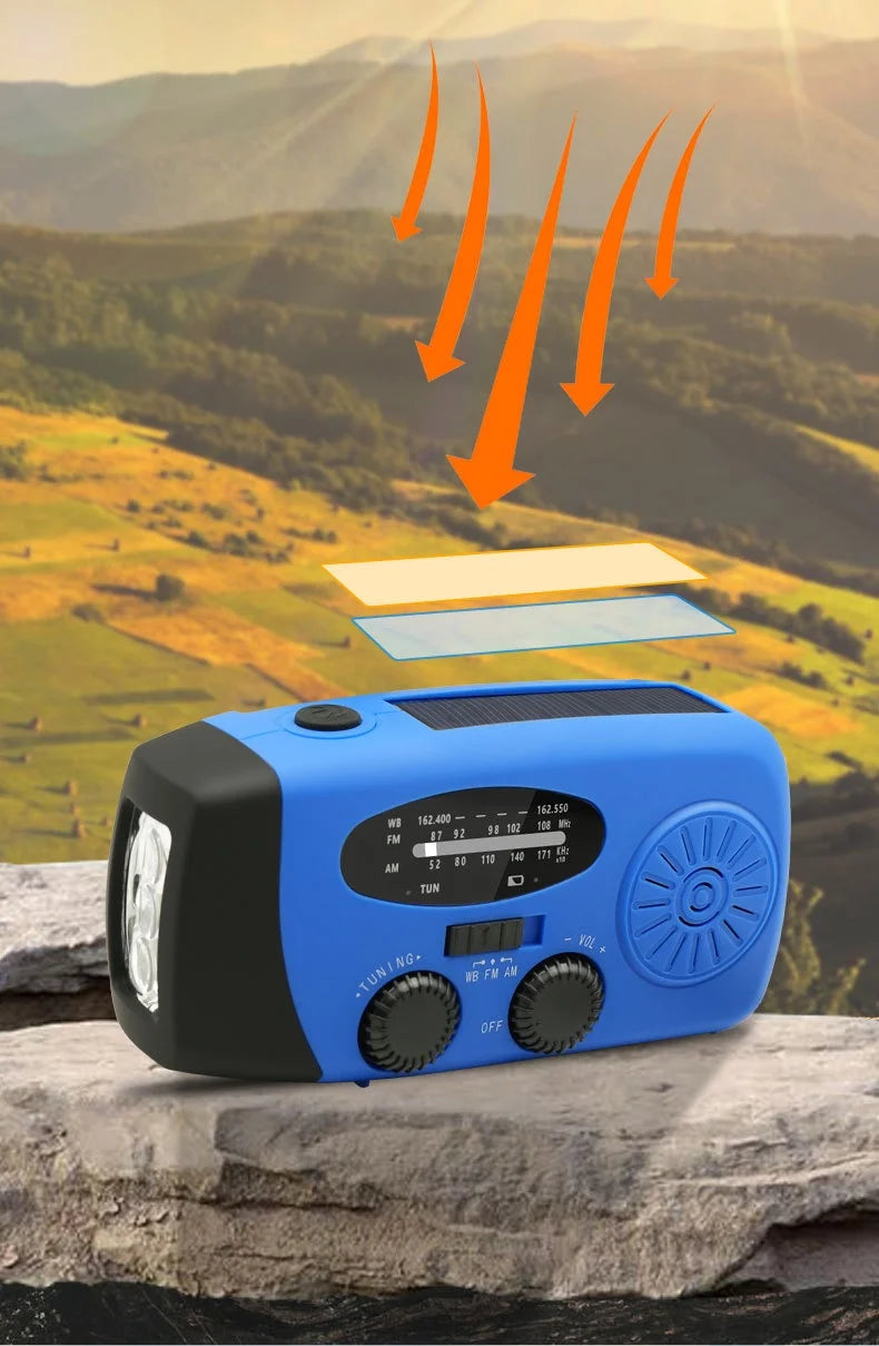 Radio multifonction d'urgence, manivelle de dynamo, radio solaire, pour l'extérieur, chargement d'urgence, lampe de poche