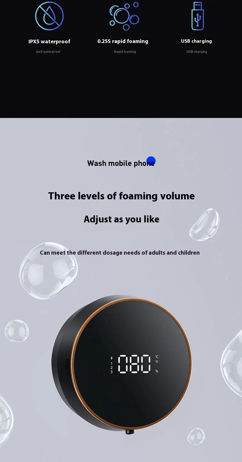Distributeur automatique de savon mousse ou gel, rechargeable par induction, avec écran numérique intelligent, pour salle de bain domestique, 300 ml