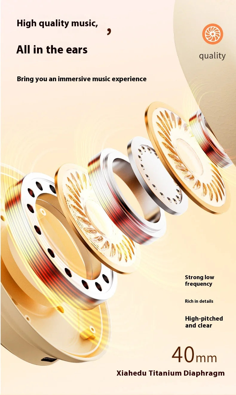 Wireless Bluetooth headset does not enter the ear, noise cancellation, ultra-long battery life, large power headse