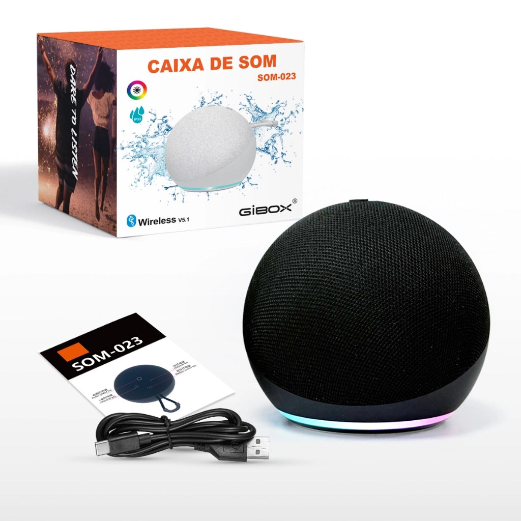 Portable Bluetooth Speaker with RGB LightsBass Sound IPX6 Waterproof Supports TWS PairingFM RadioTF Card / USB Drive Playback