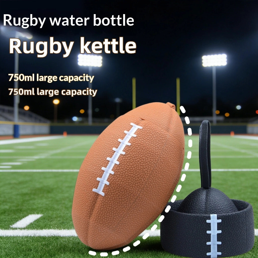 Portable Rugby Collapsible Water Bottle - Food Grade Silicone Foldable Sports Water Bottle for Rugby, Outdoor Activities and Gym