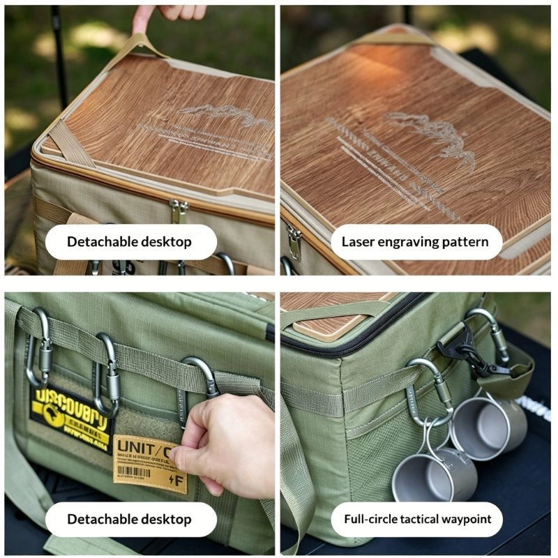 Tactical Camping Bag with Table｜36L Large Capacity Portable Storage Organizer for Outdoor Picnic Beach Hiking Travel｜2-in-1 Bag & Table