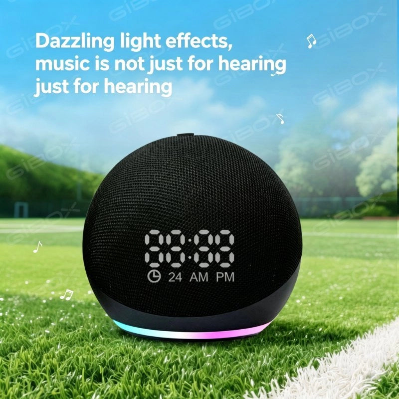 Bluetooth Speaker with Clock Display & RGB Light - Subwoofer Wireless Speaker with FM Radio TWS USB Play