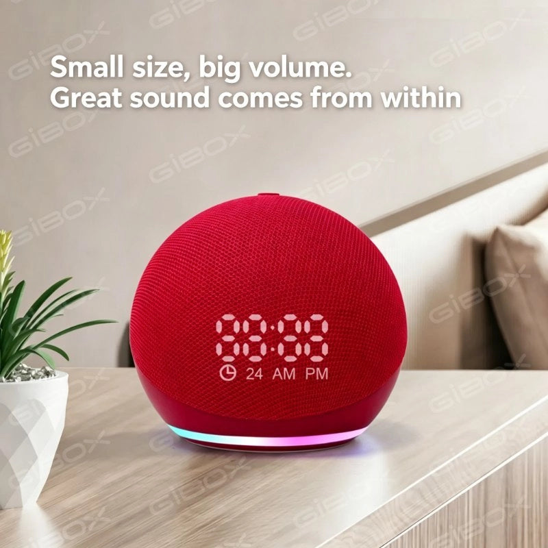Bluetooth Speaker with Clock Display & RGB Light - Subwoofer Wireless Speaker with FM Radio TWS USB Play