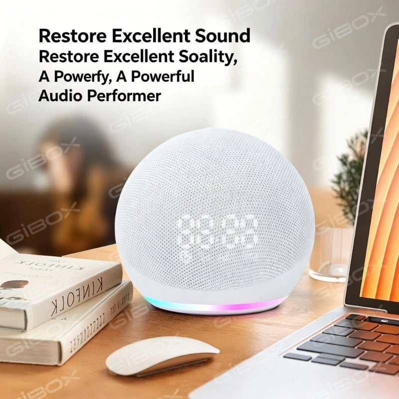 Bluetooth Speaker with Clock Display & RGB Light - Subwoofer Wireless Speaker with FM Radio TWS USB Play