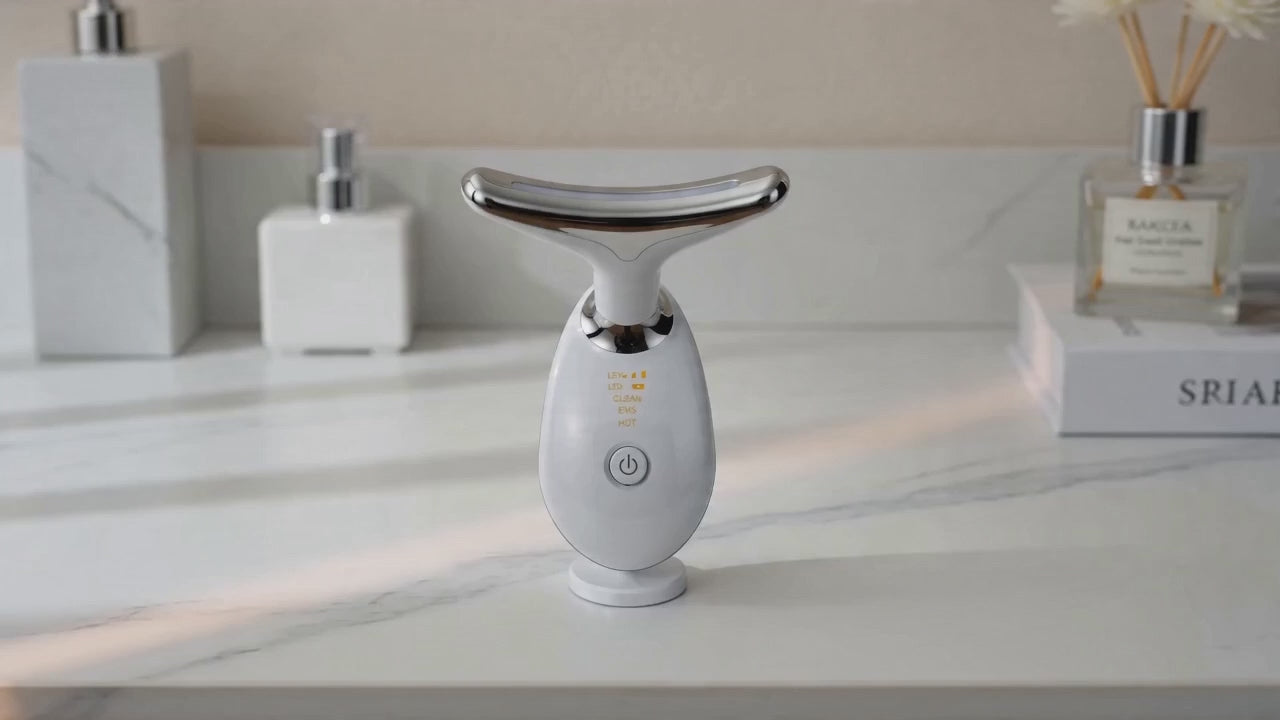 Neck and Facial Massager Enhance  Seven Colors LED Photon Therapy Vibration Facial Beauty Anti-Wrinkle Skin Tightening Device