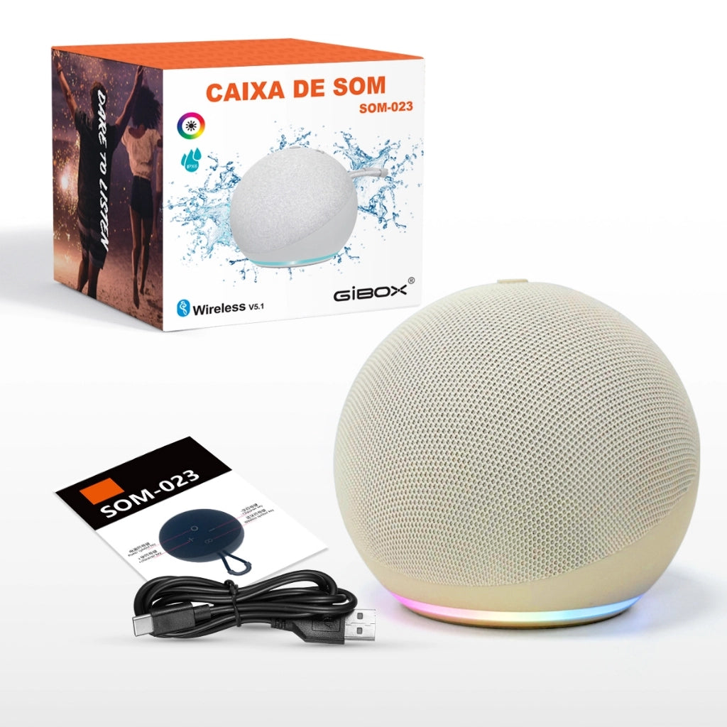 Portable Bluetooth Speaker with RGB LightsBass Sound IPX6 Waterproof Supports TWS PairingFM RadioTF Card / USB Drive Playback